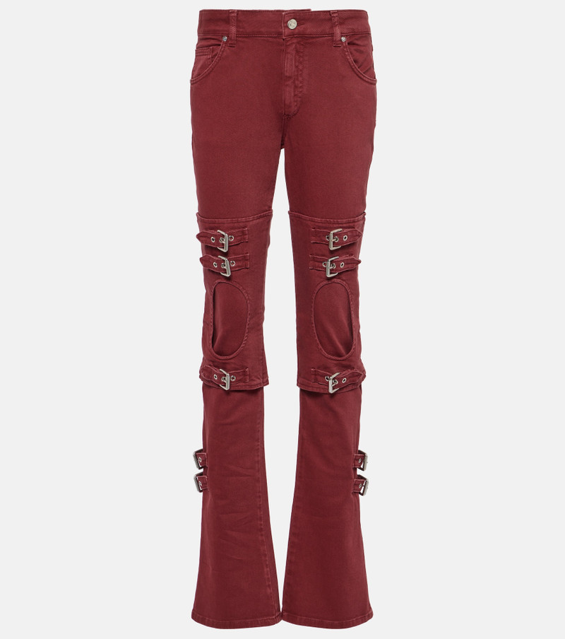 buckle-embellished cut-out jeans 1