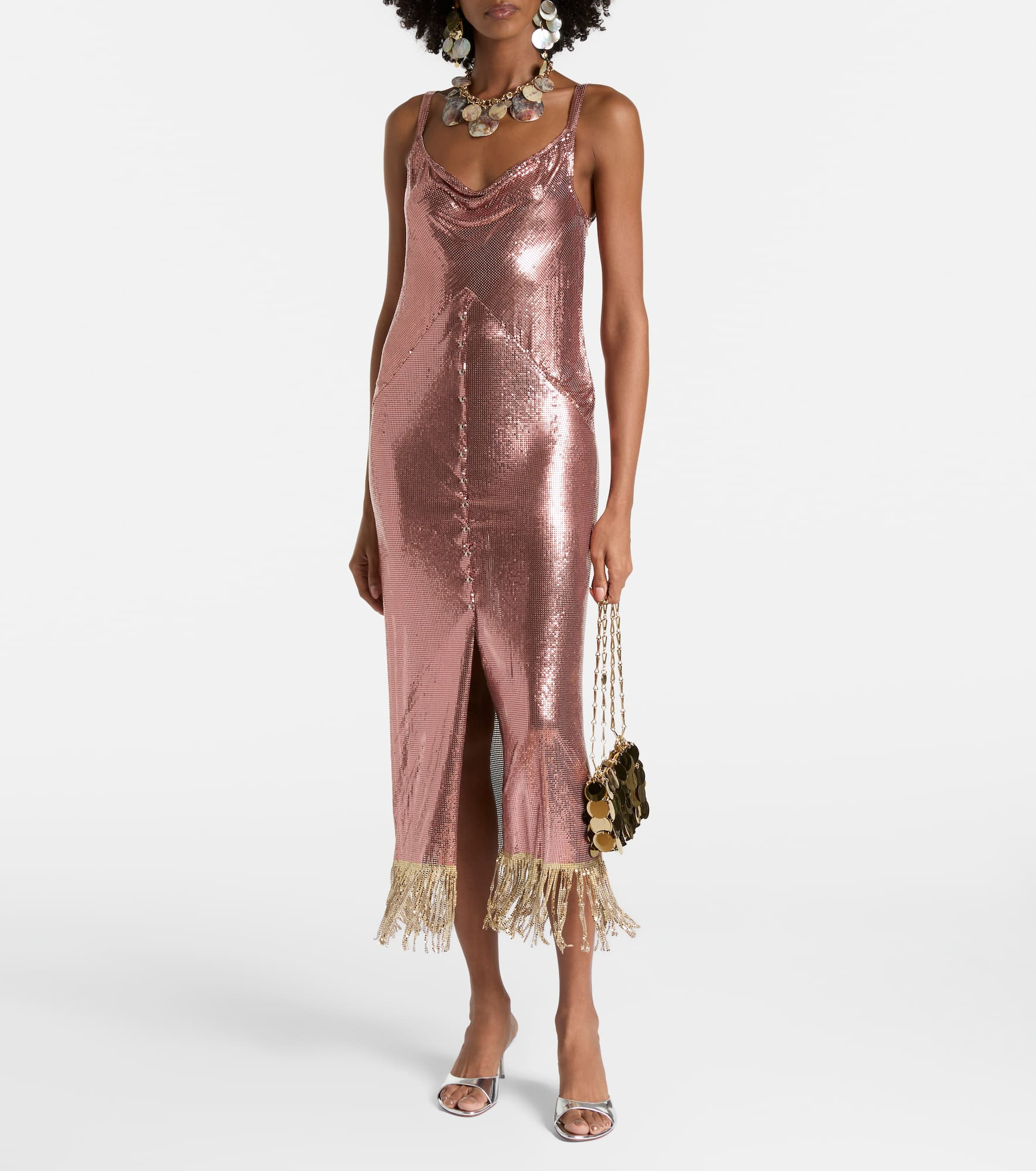 Fringed metallic midi dress - 2