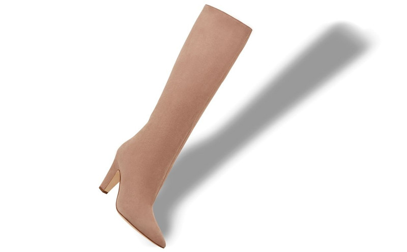 Manolo Blahnik Dark Beige Suede Knee High Boots outlook