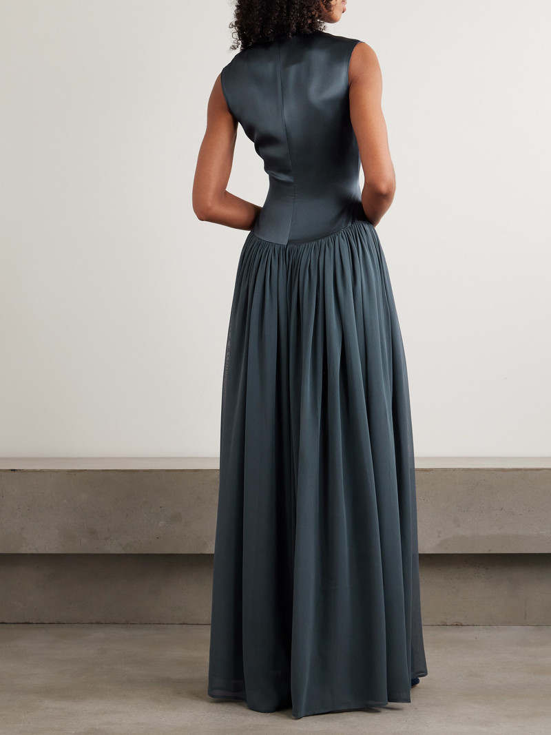 Sabi Gathered Silk-satin And -chiffon Gown 3