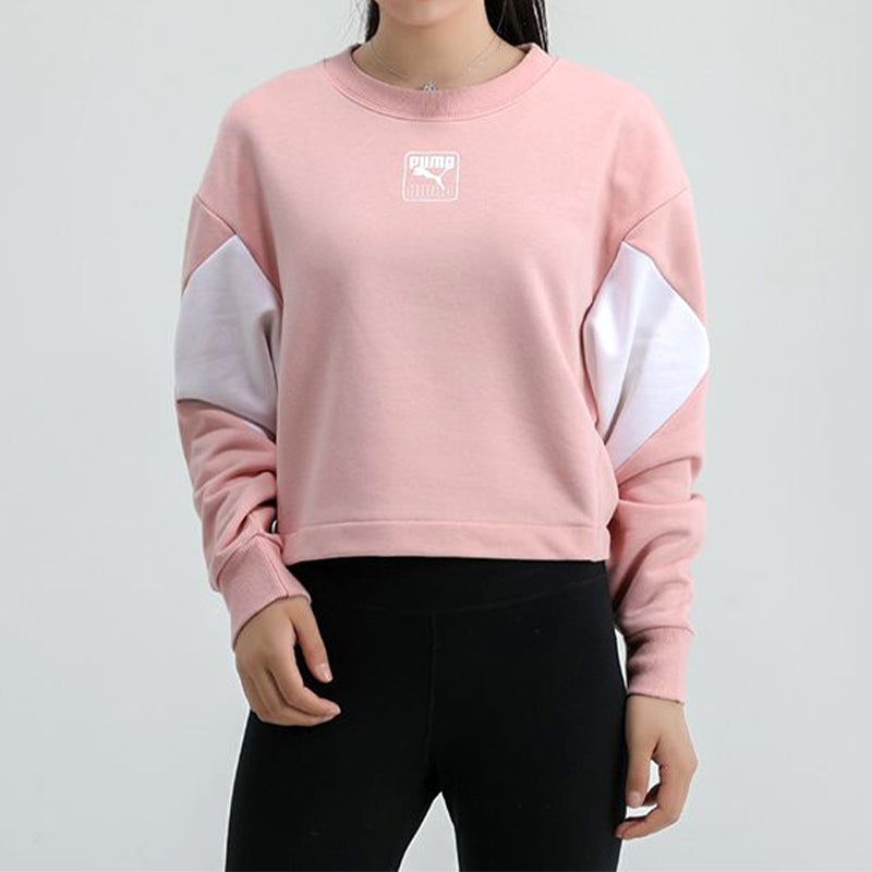 (WMNS) PUMA Rebel Crew Cropped Training Sweatshirt 'Pink White' 586520-15 - 3