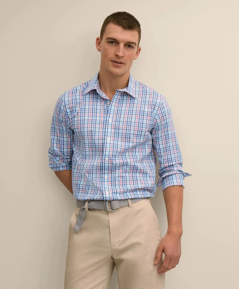 Performance Series Stretch Spread Collar, Gingham Sport Shirt - 1