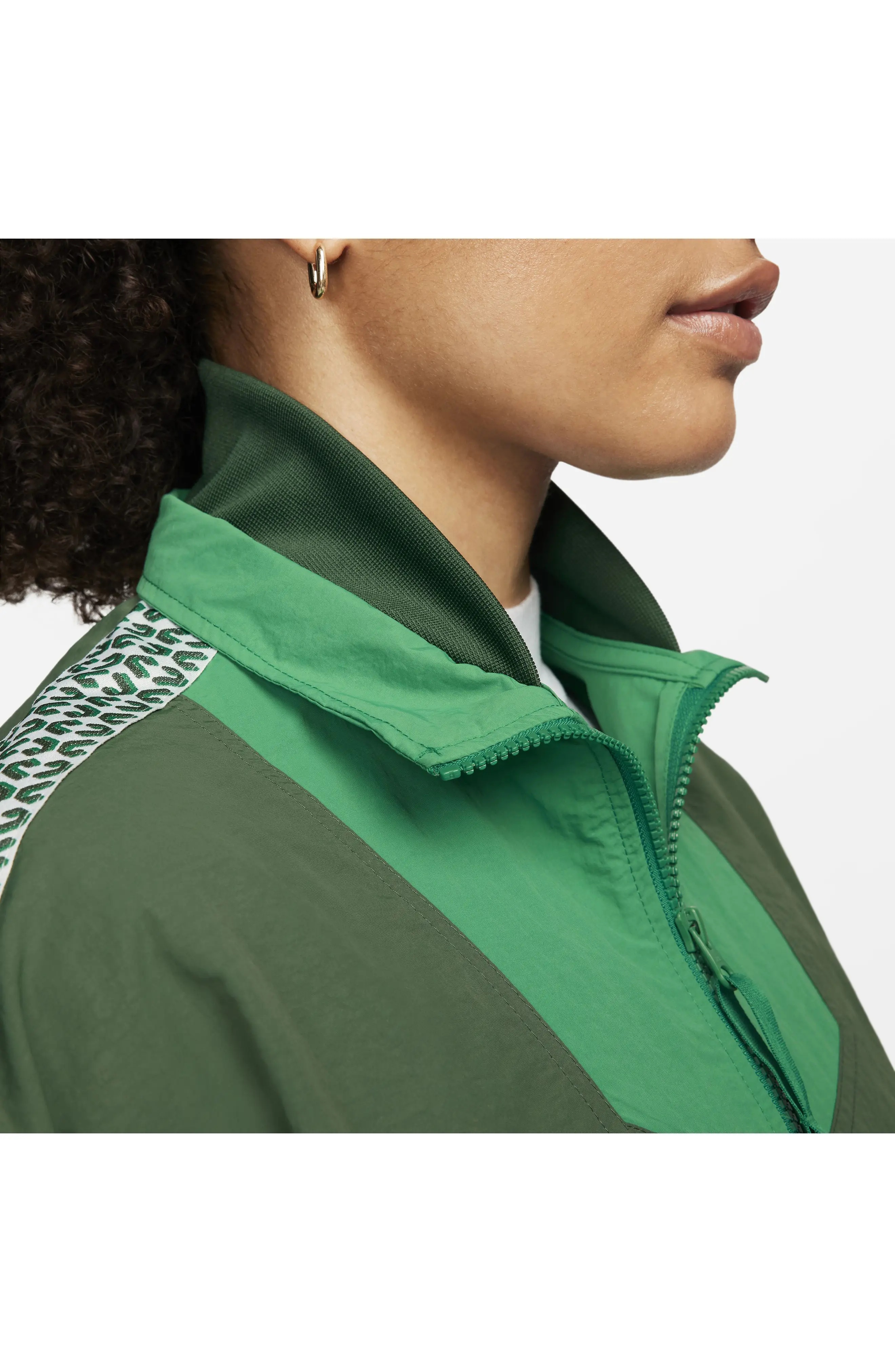 Sportswear Water Repellent Crop Tracksuit Jacket in Fir/Malachite/Sail - 6