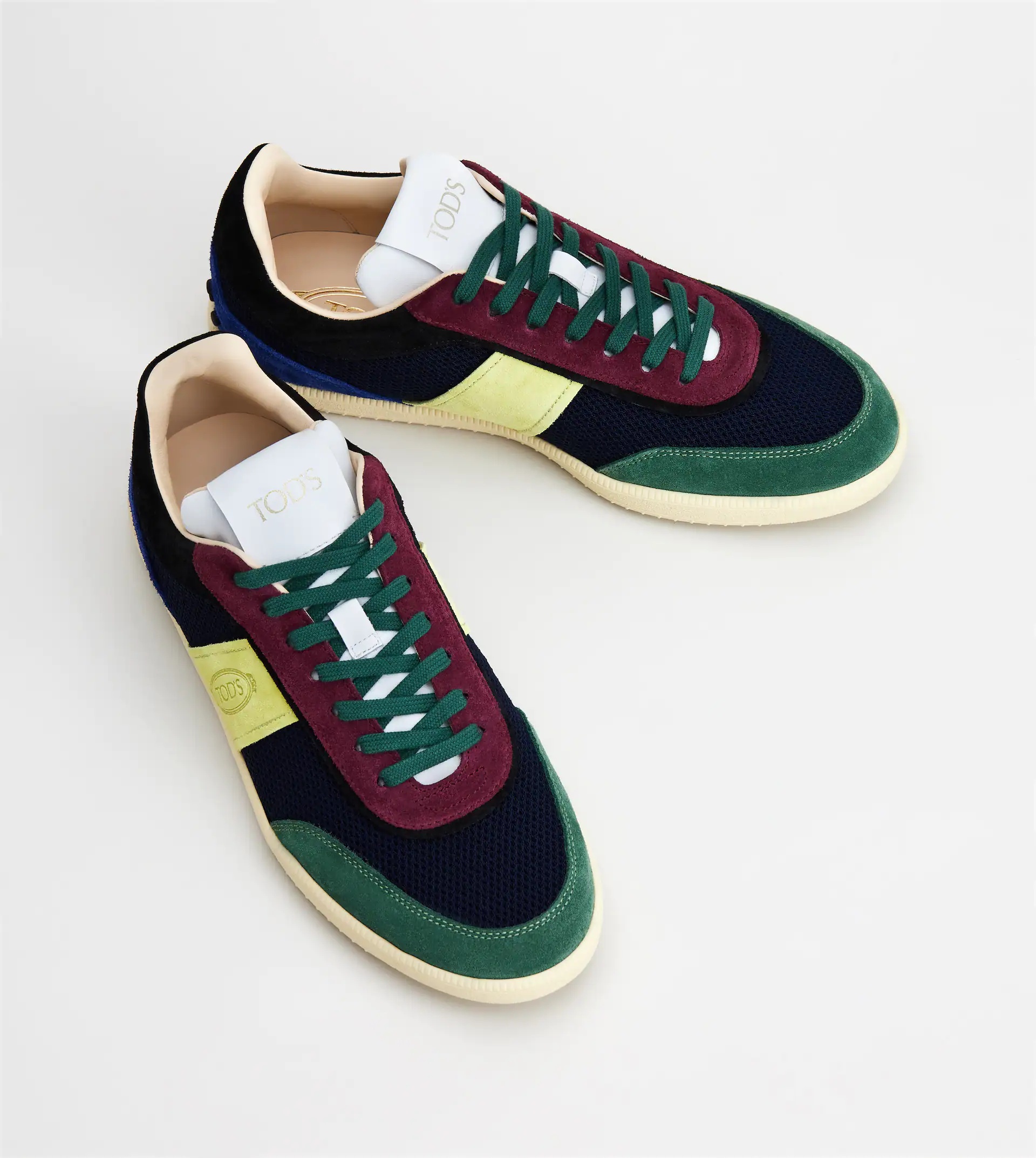 TOD'S TABS SNEAKERS IN SUEDE AND TECHNICAL FABRIC - BLUE, YELLOW, GREEN - 4