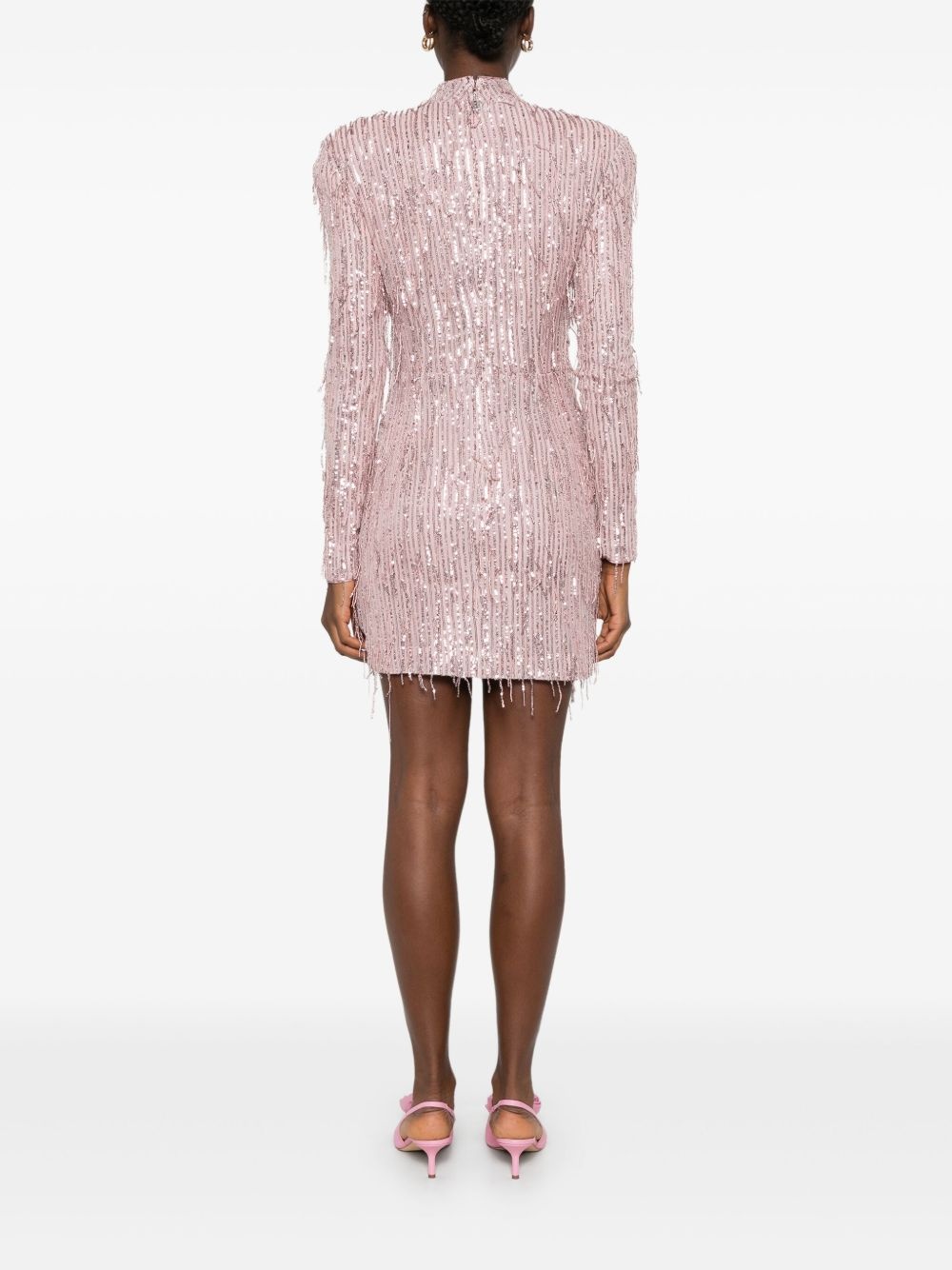 sequinned fringed mini dress - 4