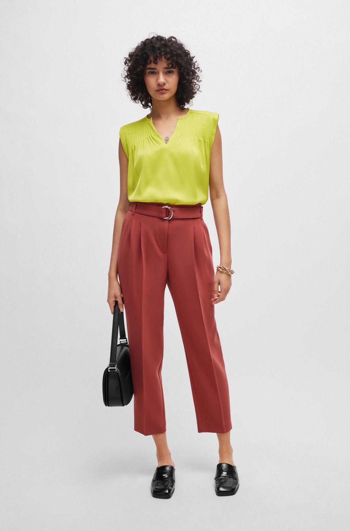 REGULAR-FIT CROPPED TROUSERS IN CREASE-RESISTANT CREPE - 3