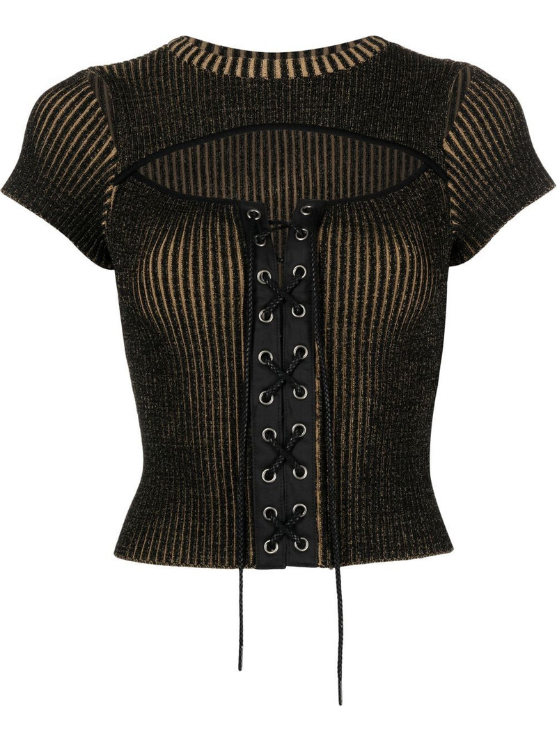cut out-detail ribbed knitted top 1
