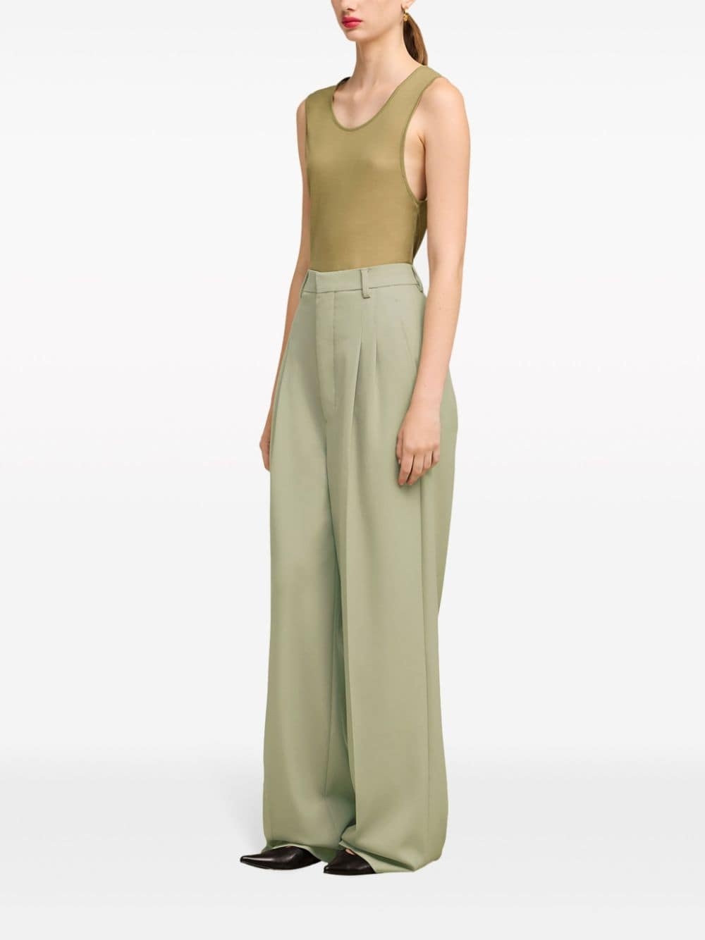 wide-leg tailored wool trousers - 4