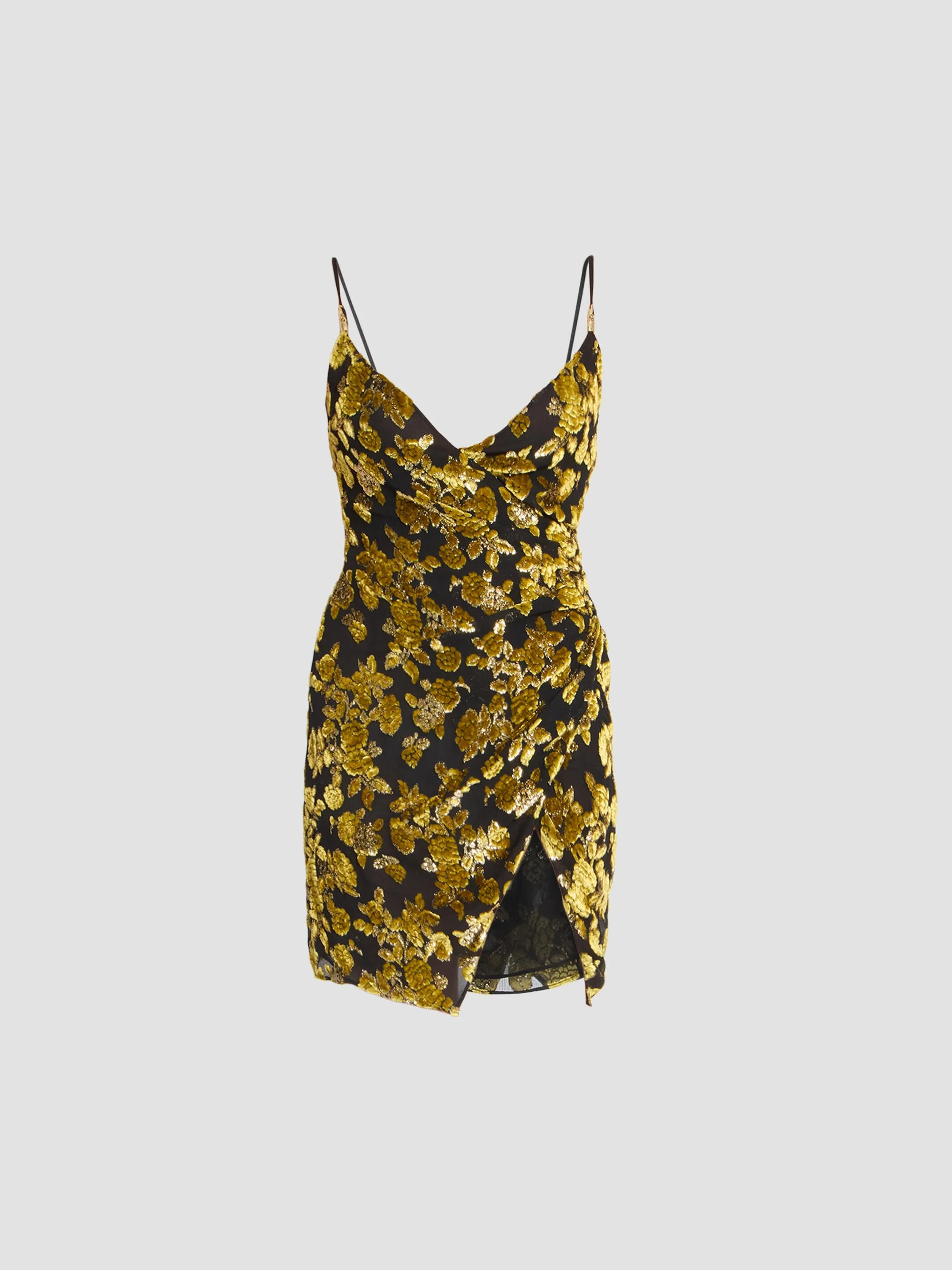 Women's Jacquard Silk-Velvet Mini Dress - Black Multi - 1
