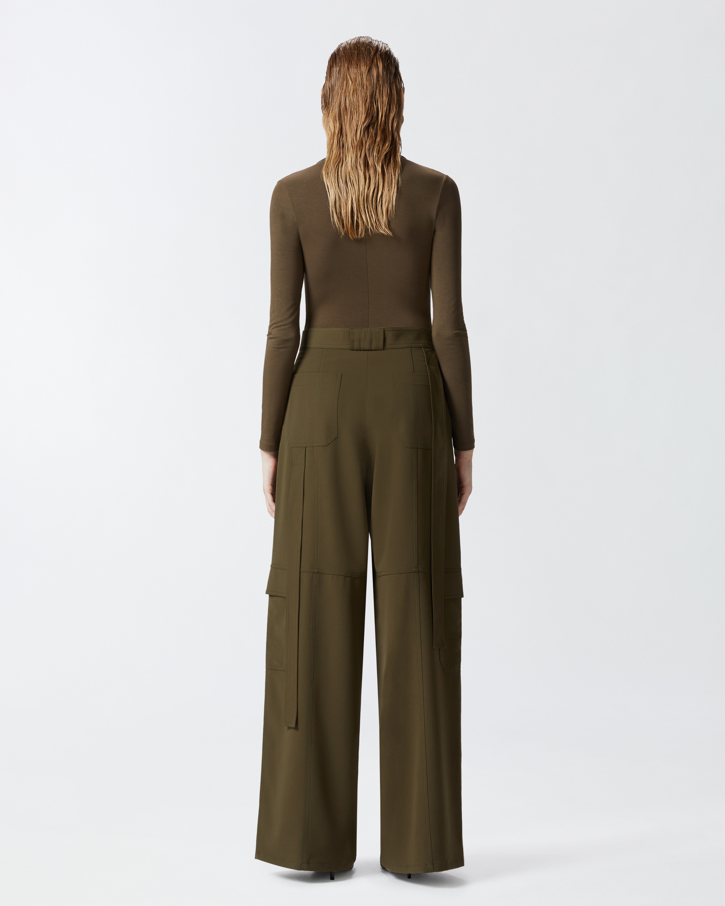FLOWING WIDE-LEG CARGO TROUSERS - 4