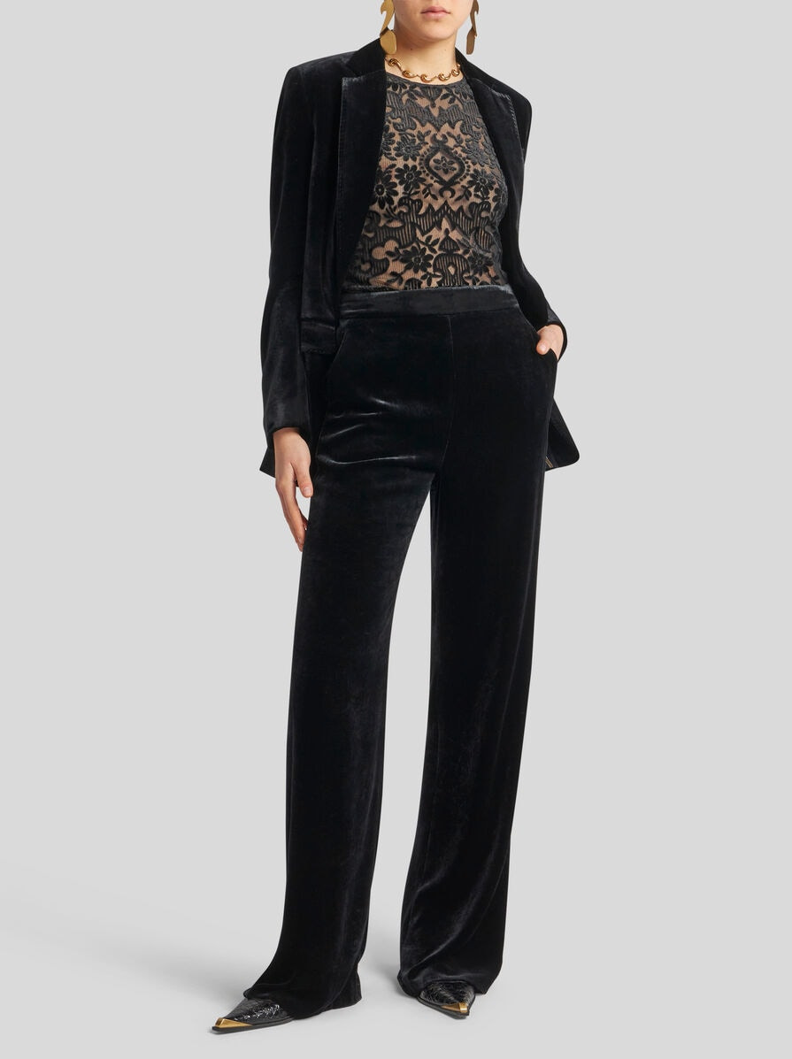 VELVET PALAZZO TROUSERS - 2