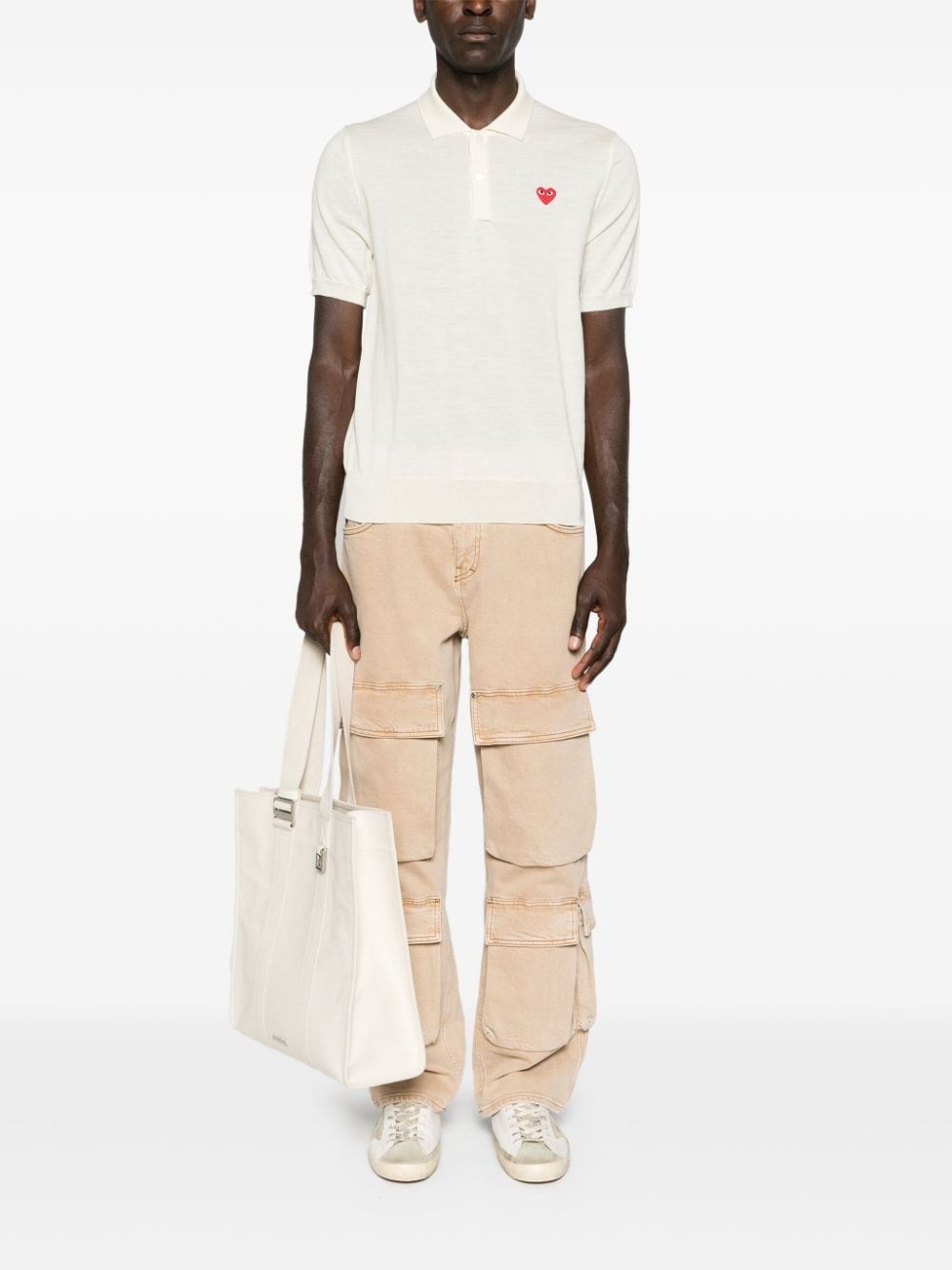 heart-patch wool polo shirt - 3