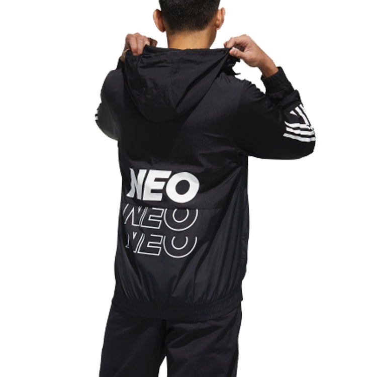 adidas neo M SS WRMLN WB Sports Windbreaker Jacket Black FN6538 - 4