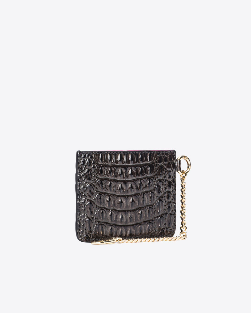 PINKO PINKO GALLERIA CROC-PRINT LEATHER CARD HOLDER outlook