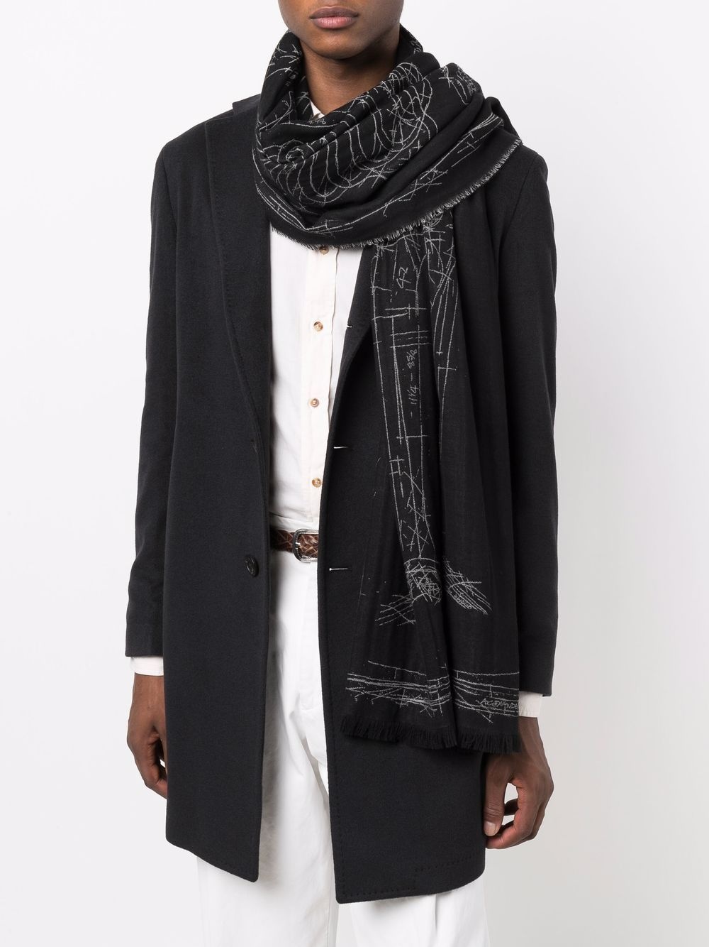 graphic-print wool scarf - 2