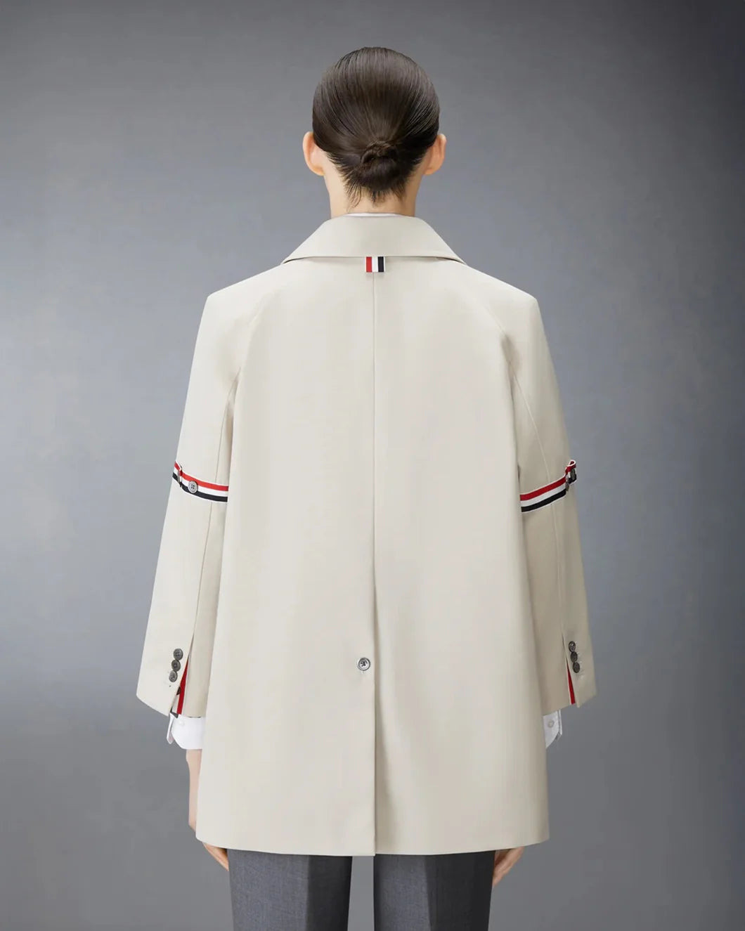 COTTON TWILL ARMBAND CROPPED CAR COAT - 3