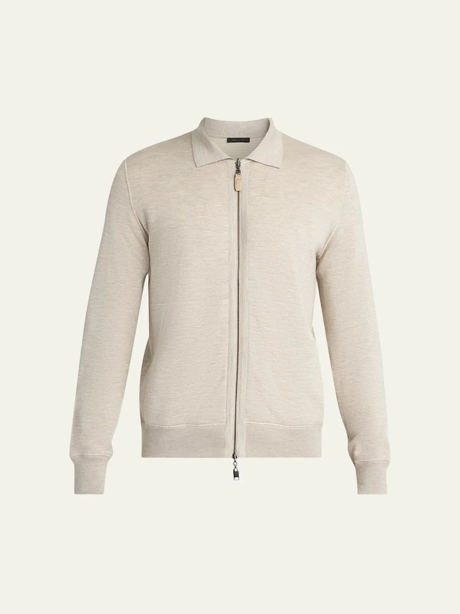 Men's Heathered Zip-Front Jacket - 1