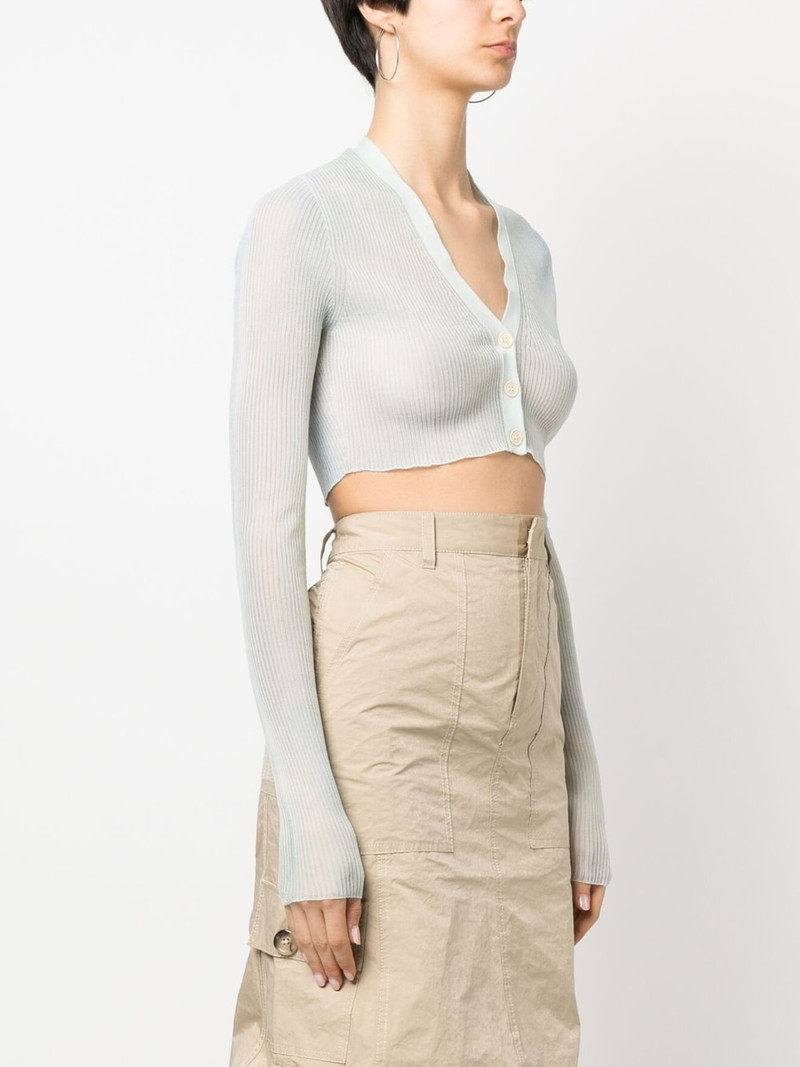 cropped embroidered-logo cardigan 3