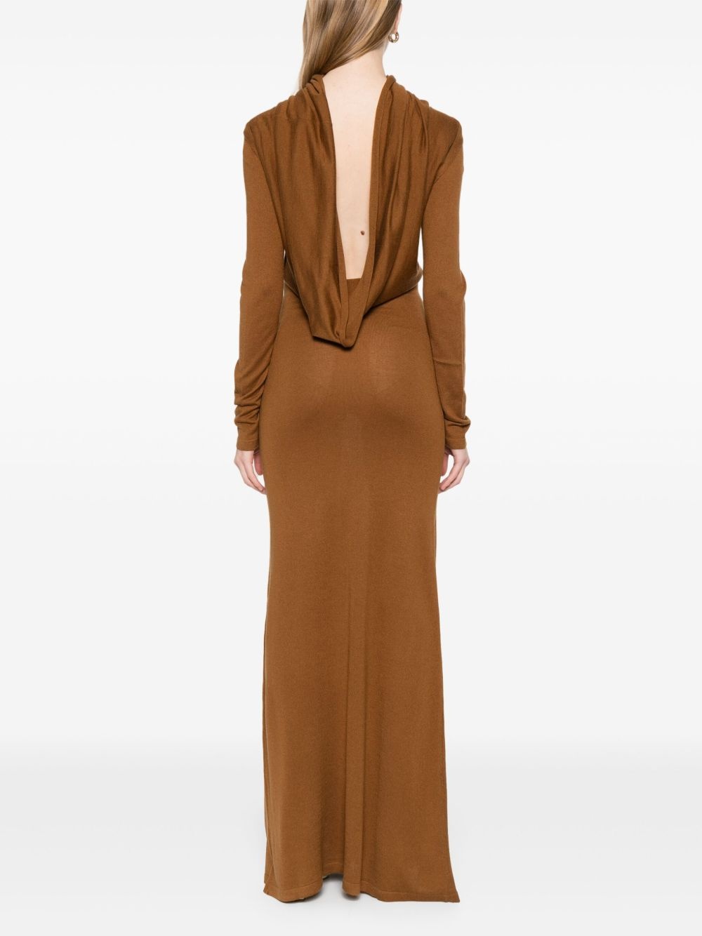 longsleeved open-back maxi dress - 4