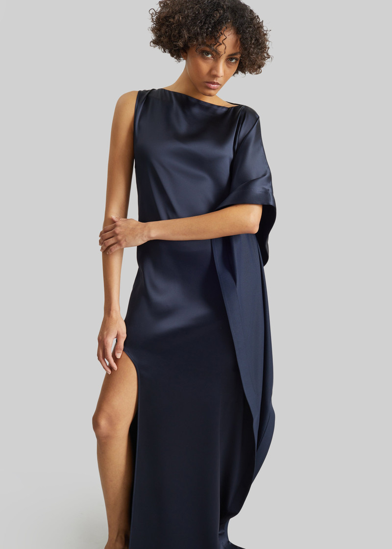 Bevza Asymmetric Maxi Dress - Dark Ink Navy 4