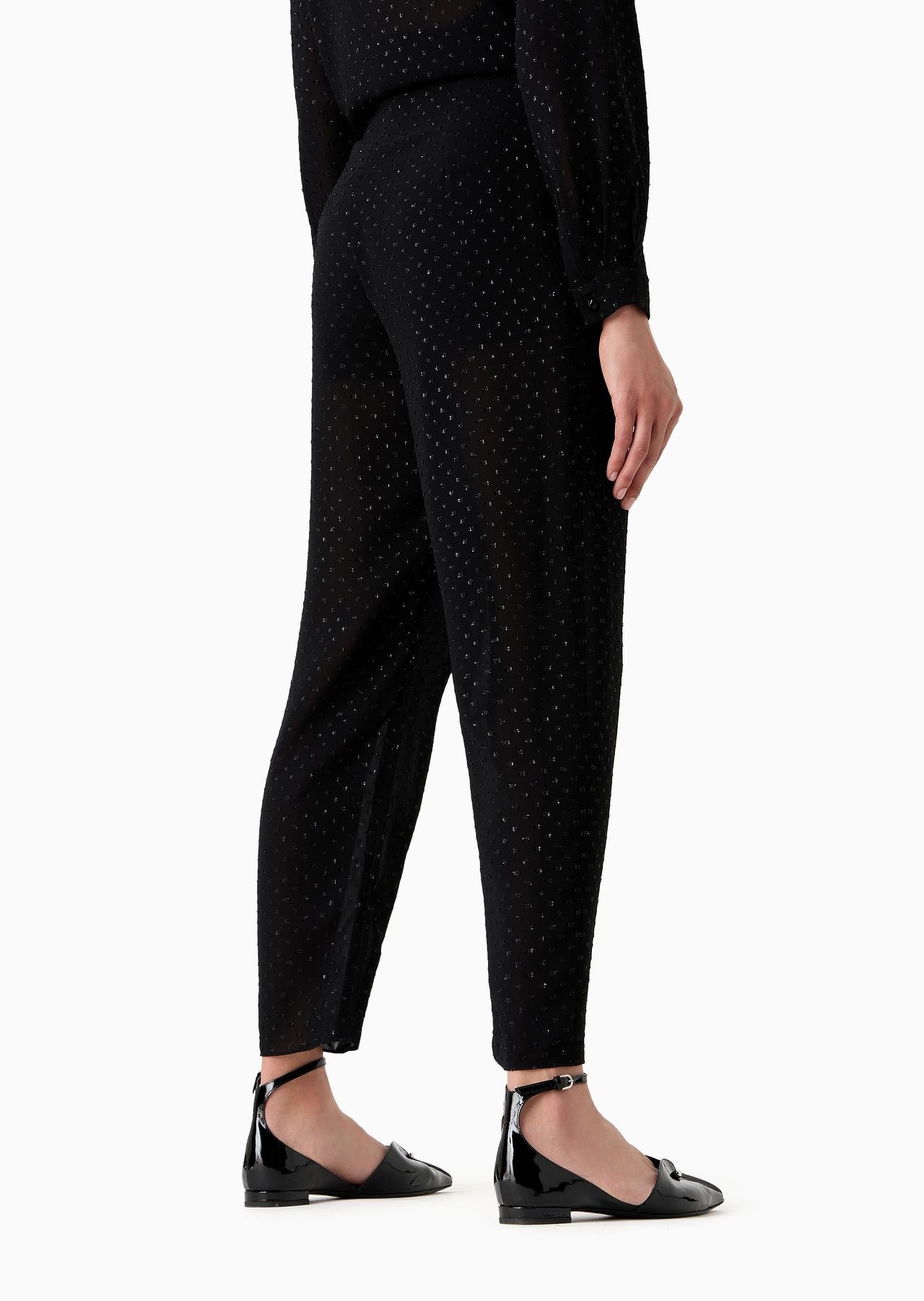ASV trousers with pleats in viscose fil coupé with all-over lurex polka dots - 3