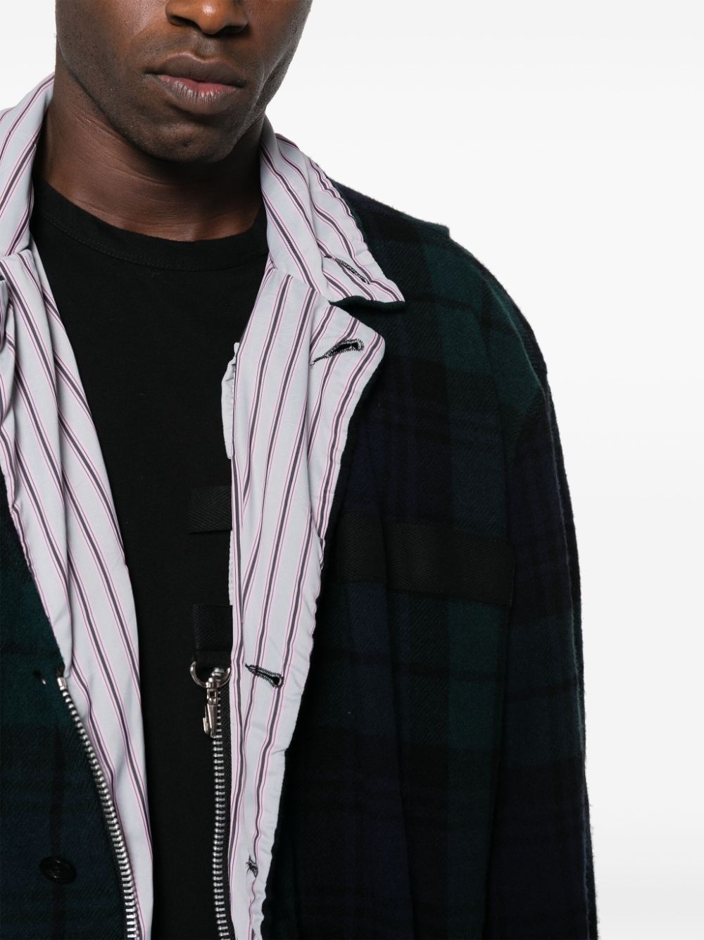 checked reversible wool jacket - 5