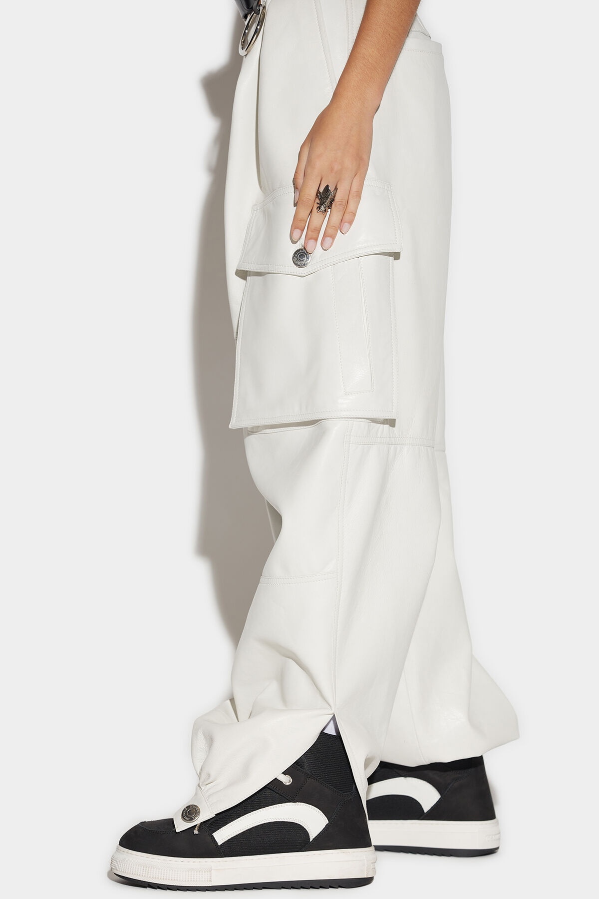 LEATHER CARGO PANTS - 5