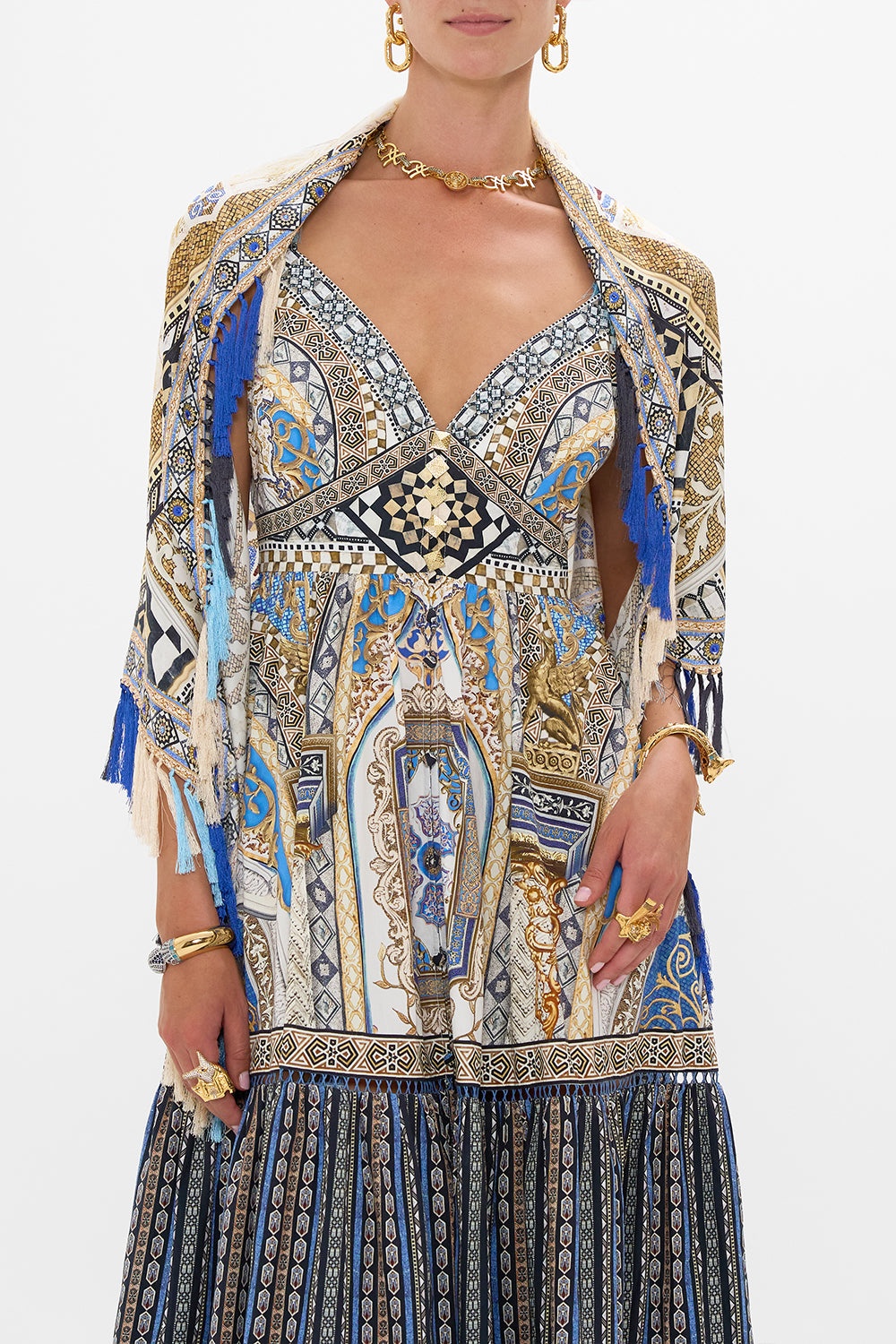 DIAMOND SCARF WITH TASSELS - 5
