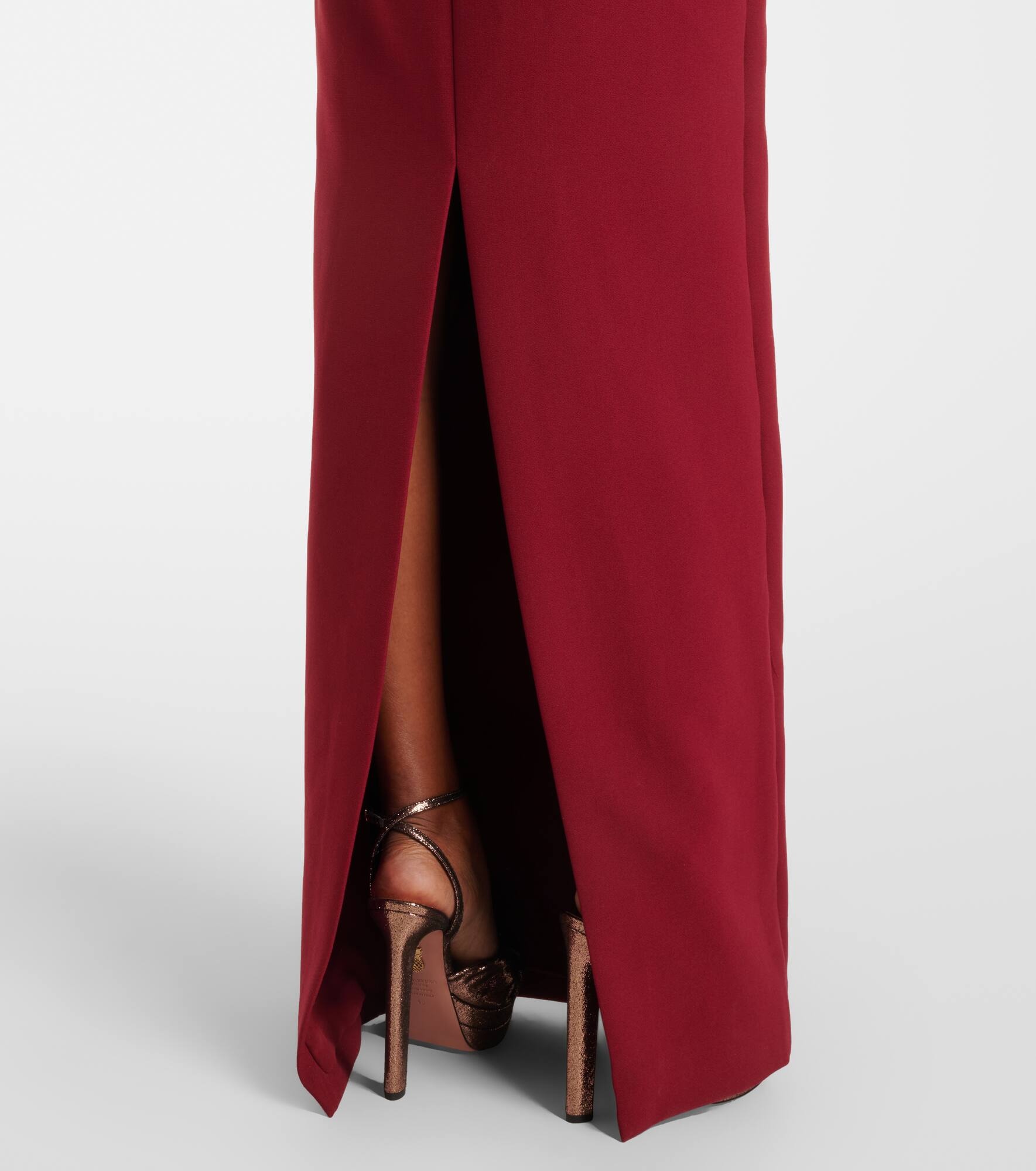 Floral-appliqué crêpe gown - 5