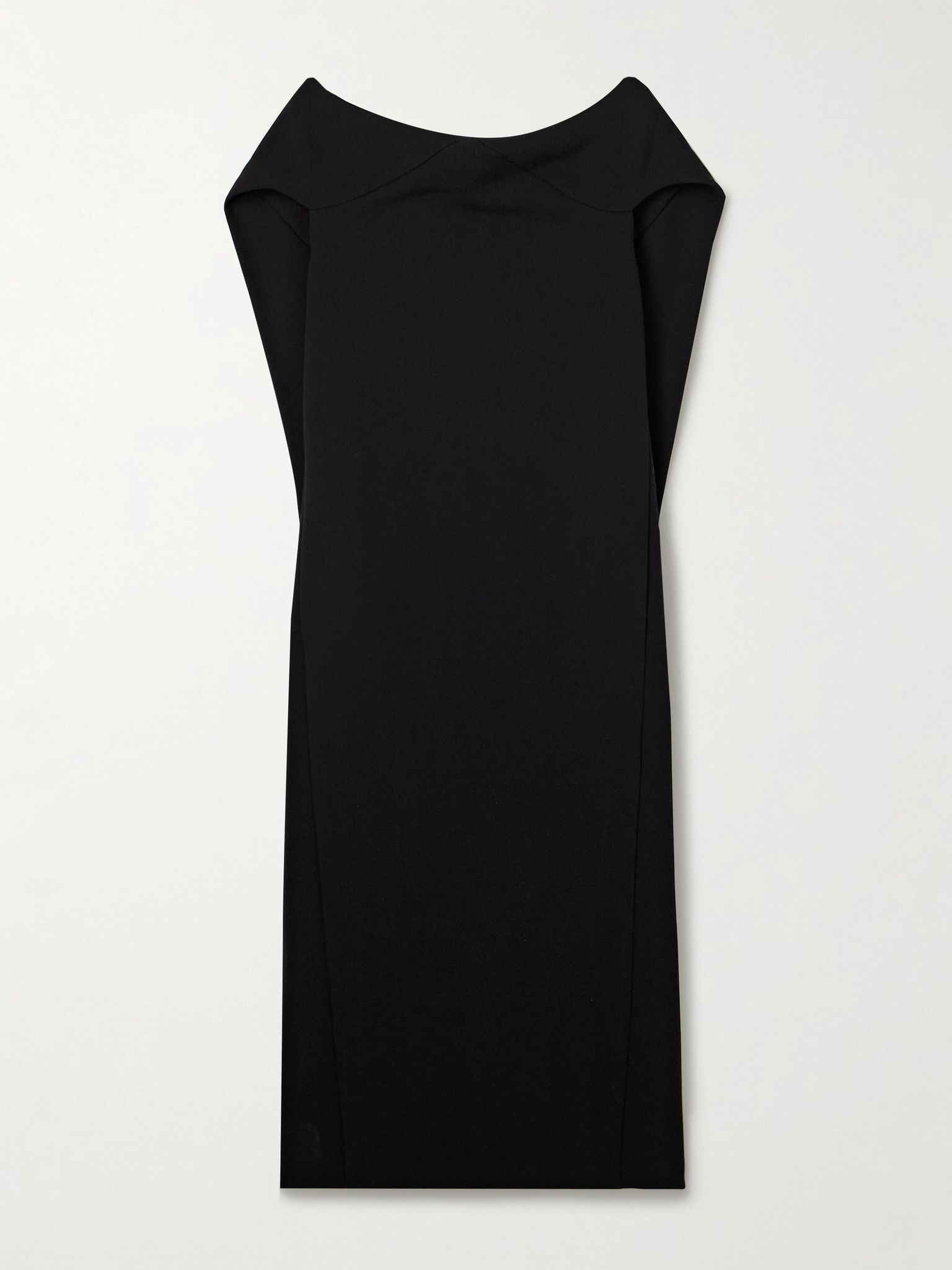 Anitas off-the-shoulder cape-effect wool-blend midi dress Black - 1