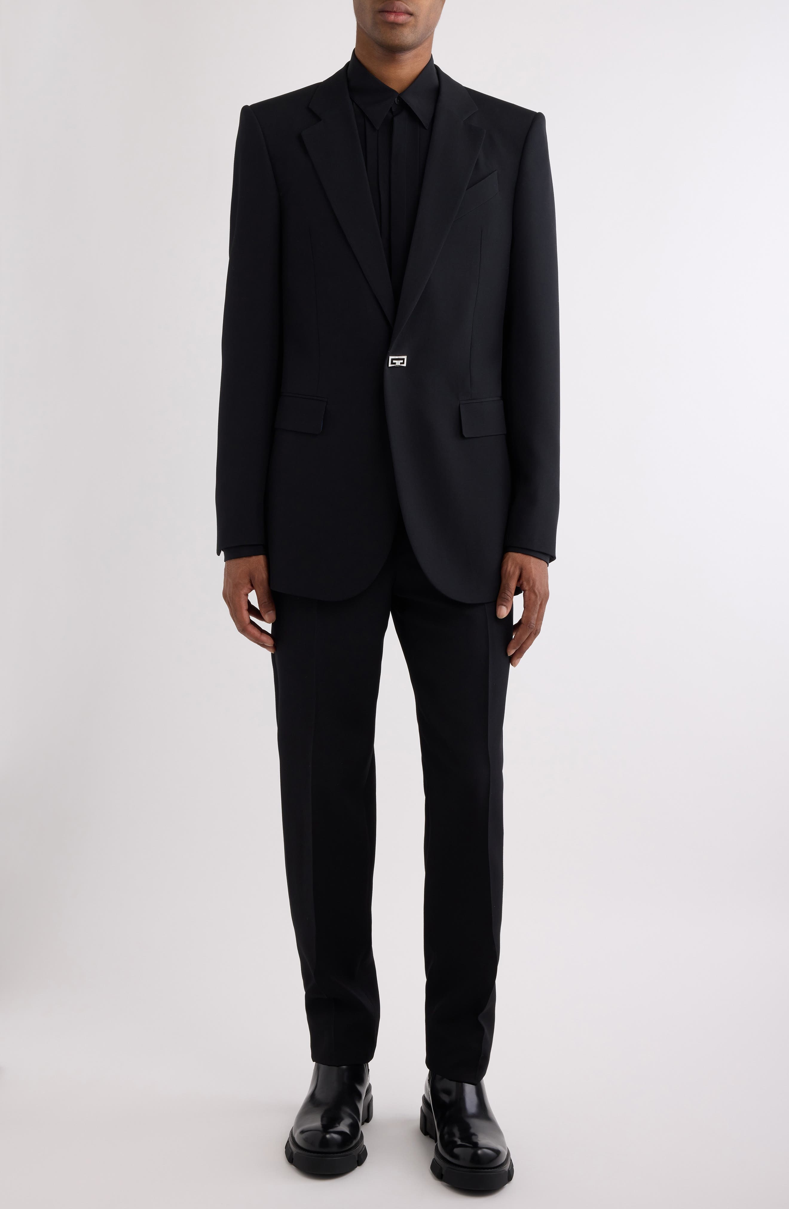 Givenchy New Metal Detail Wool Blazer in 001-Black at Nordstrom - 2