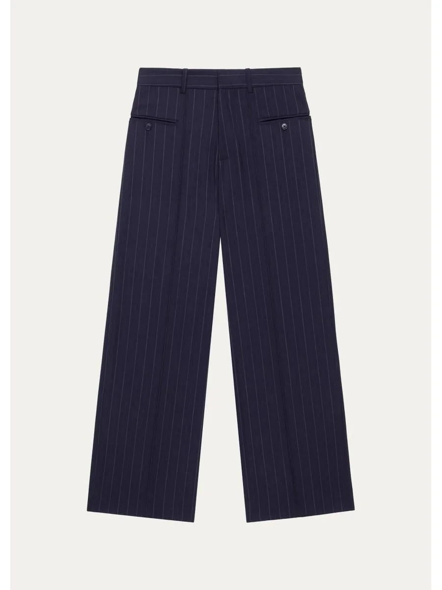 The Avenue Pinstriped Wide-Leg Pants - 1