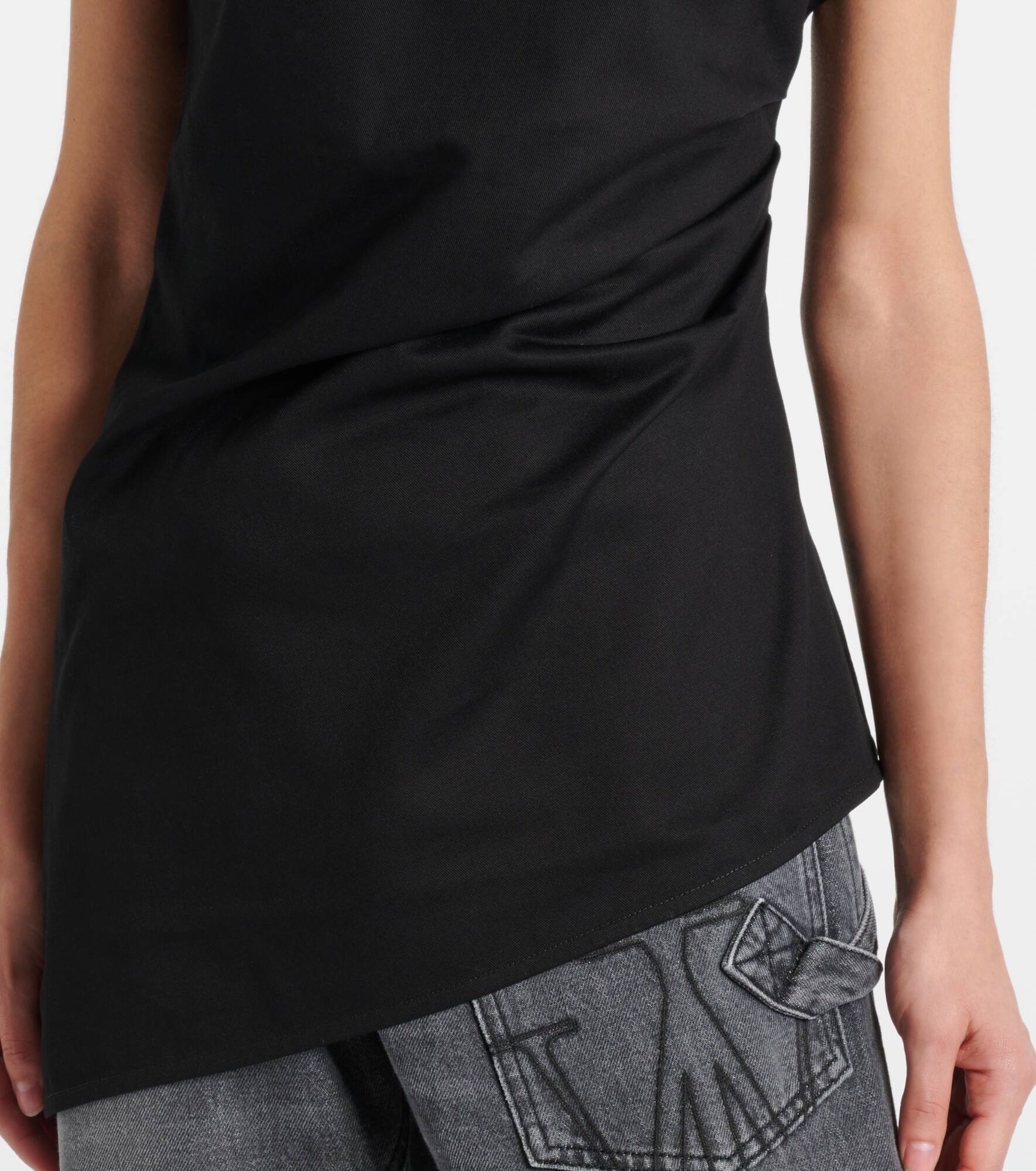 Lace-trimmed asymmetric cotton top - 5