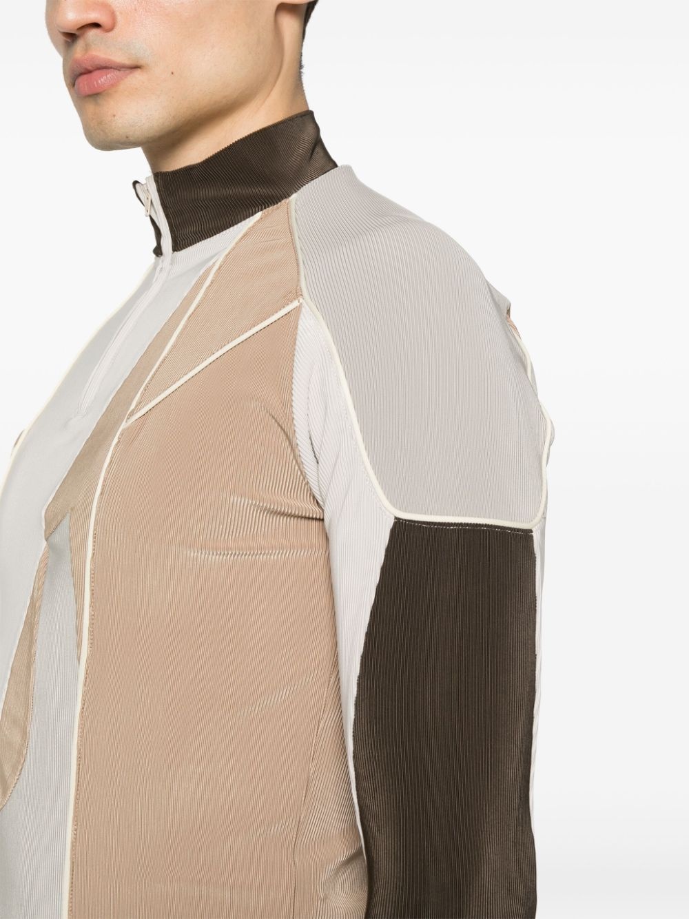 patchwork quarter-zip jersey - 5