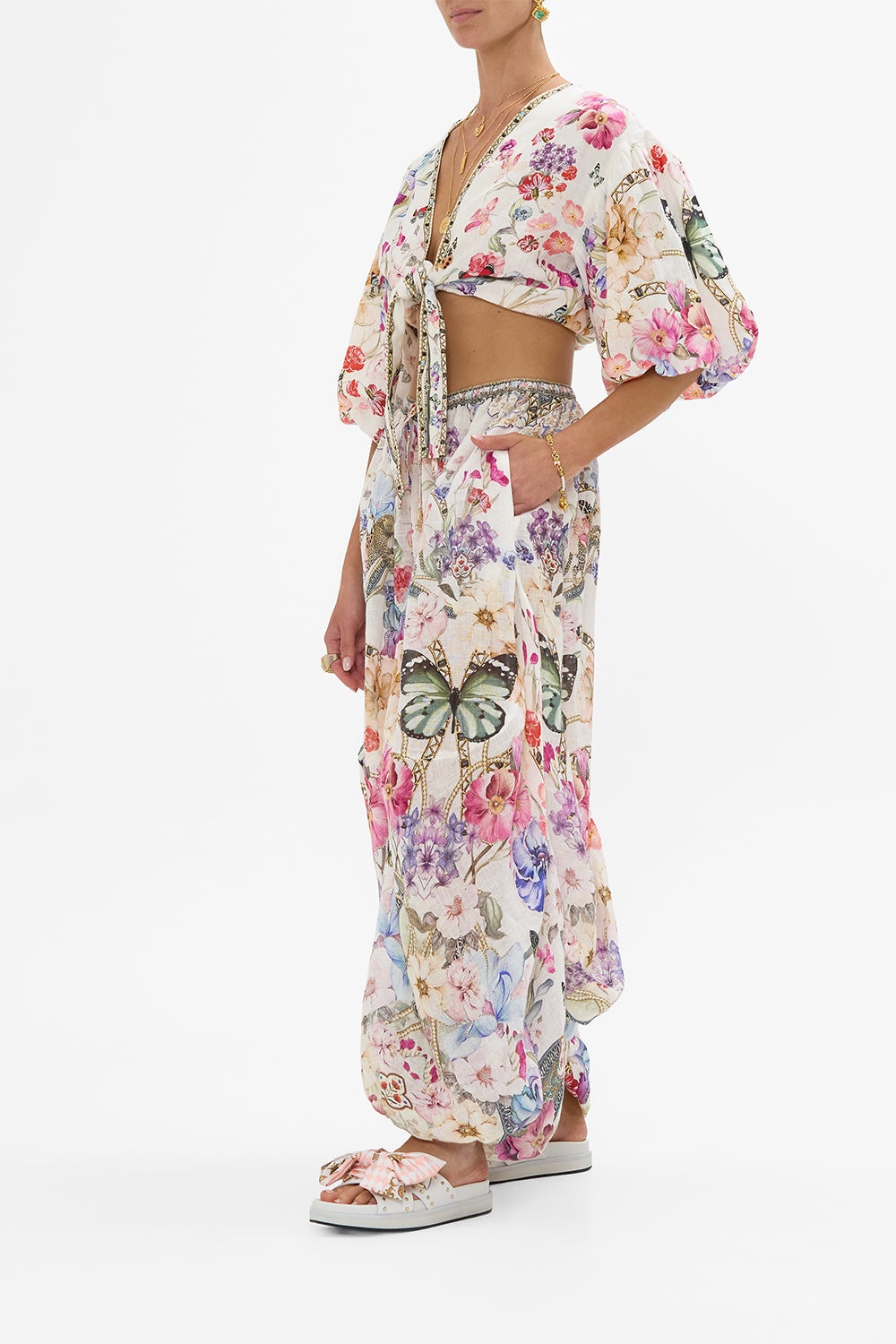 PANELLED HAREM PANT WITH TIE WAIST - 4