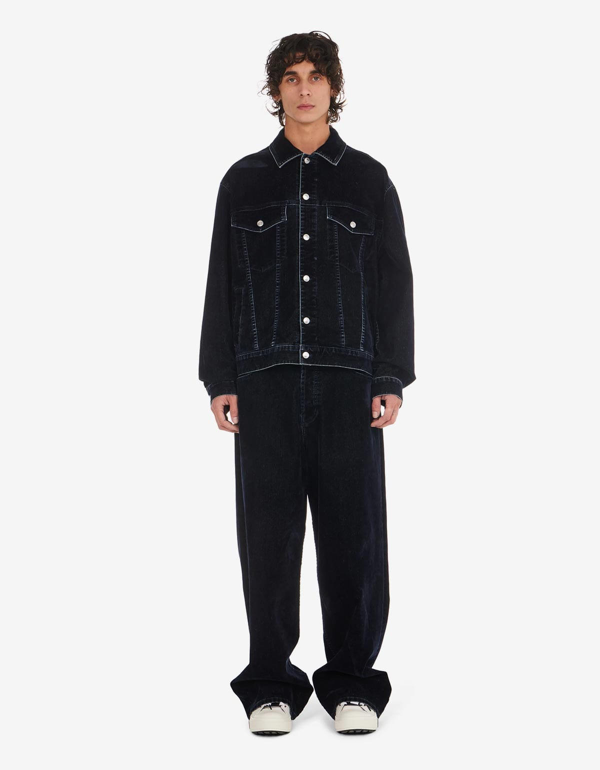 Nahmias Blue Moleskin Trucker Jacket - 4