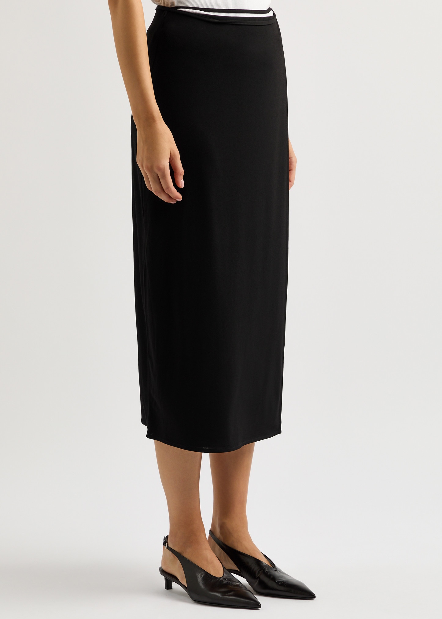 Wrap-effect stretch-jersey midi skirt - 2