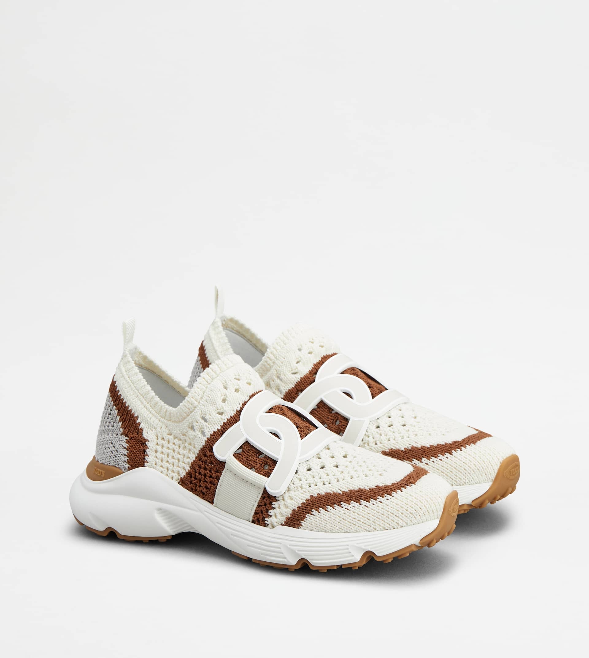 KATE SLIP-ON SNEAKERS IN FABRIC - OFF WHITE, BROWN, GREY - 3