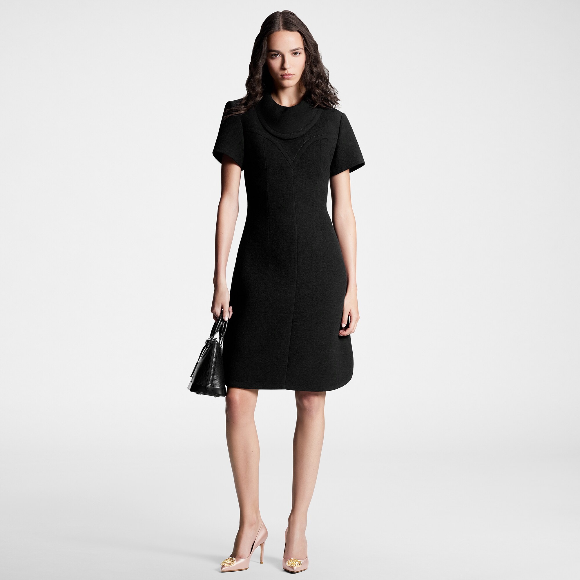 Bib Collar Fitted Dress - 4