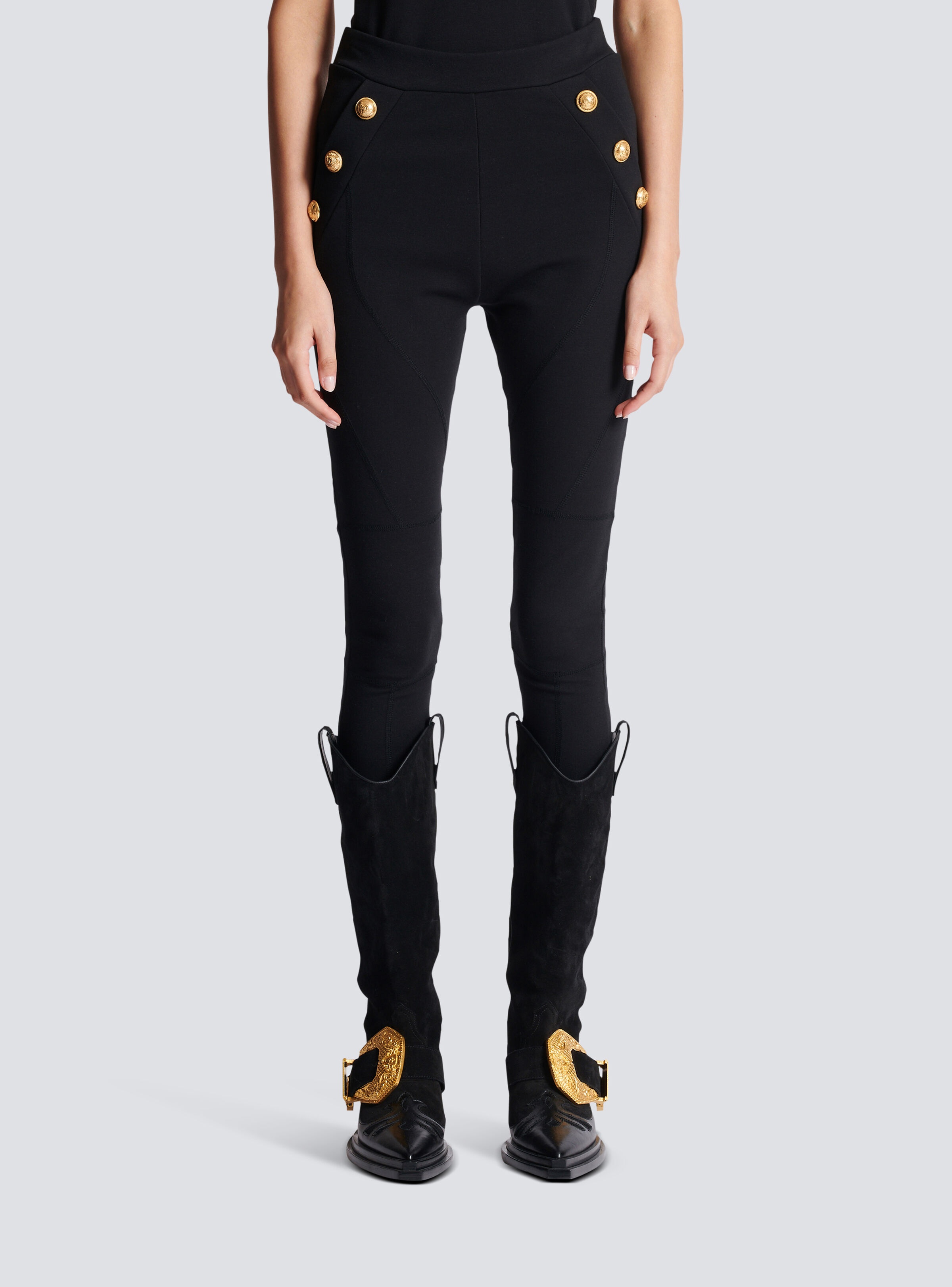 Stirrup cotton-blend leggings in black - Balmain