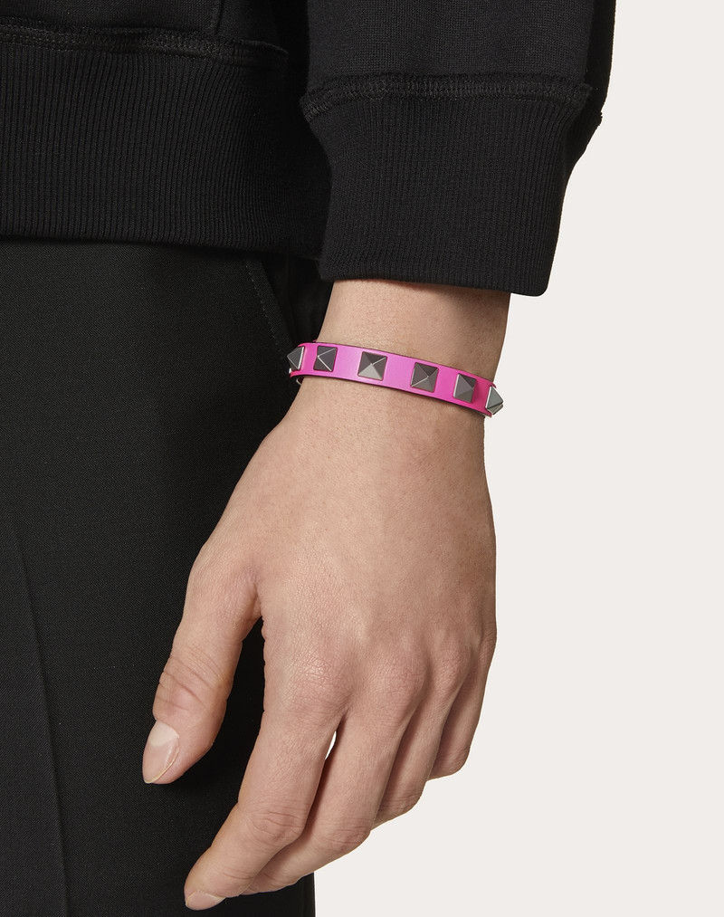 Rockstud Leather Bracelet with ruthenium studs 5