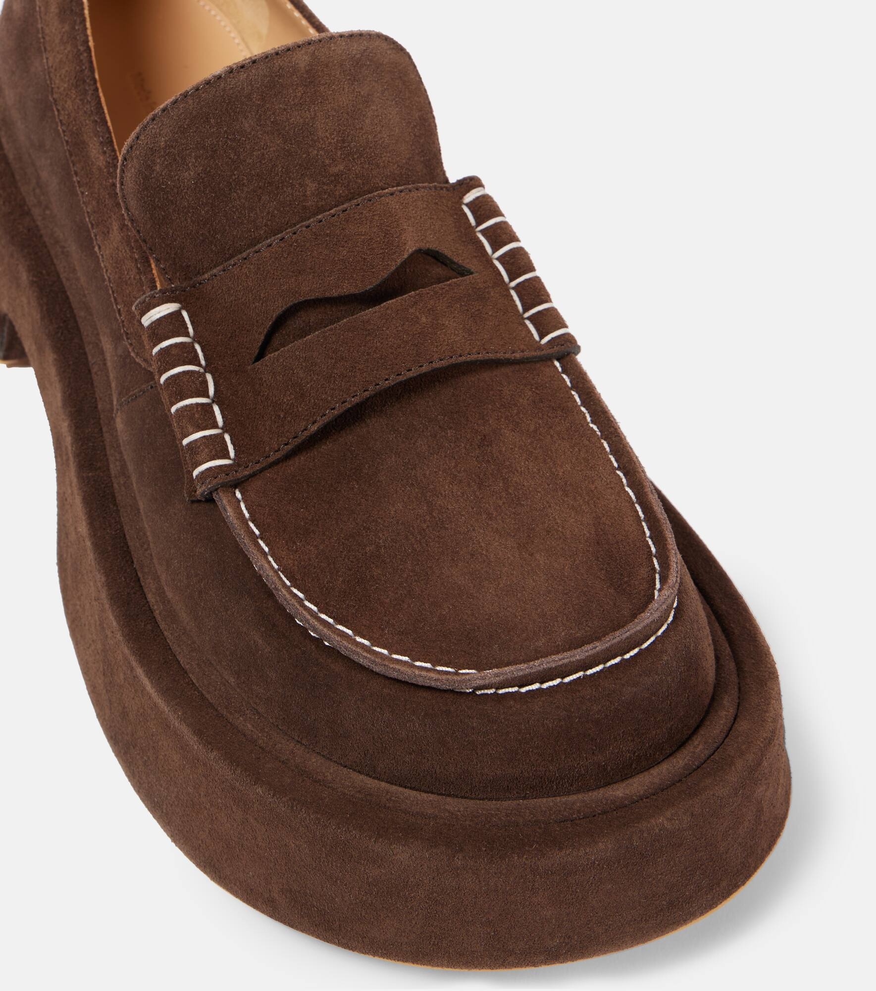 Suede platform penny loafers - 5