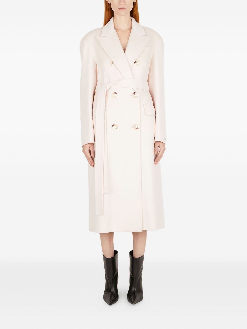 belted double-breasted coat - 2