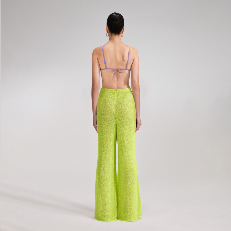 self-portrait Green Beaded Trousers outlook