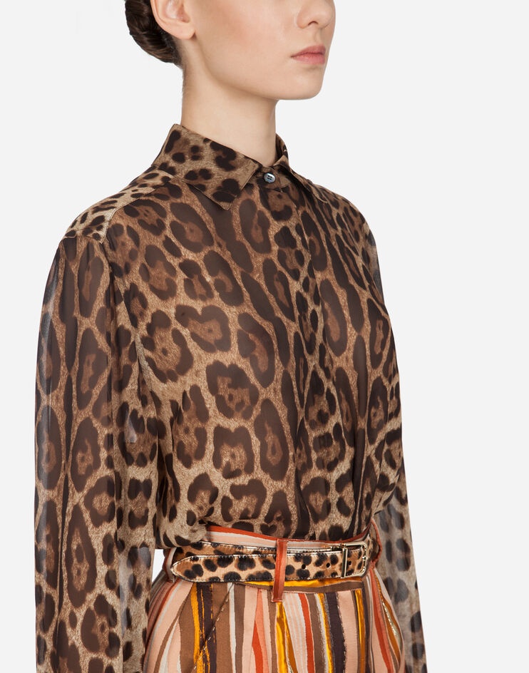 Georgette shirt with leopard print - 4