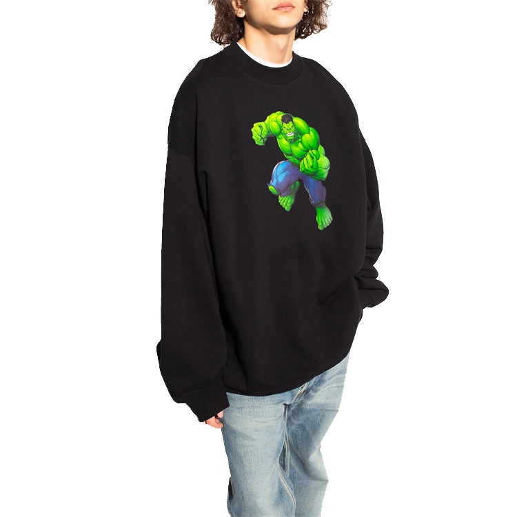 Balenciaga x Marvel Hulk-Print Boxy Crewneck Cotton Sweatshirt 'Black' 671125TLV581000 - 5