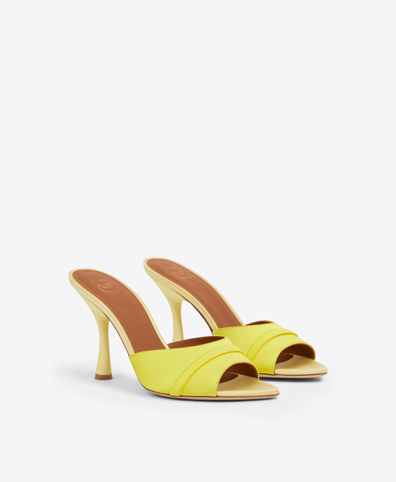 Julia 90 - Yellow Satin Heeled Mules 3