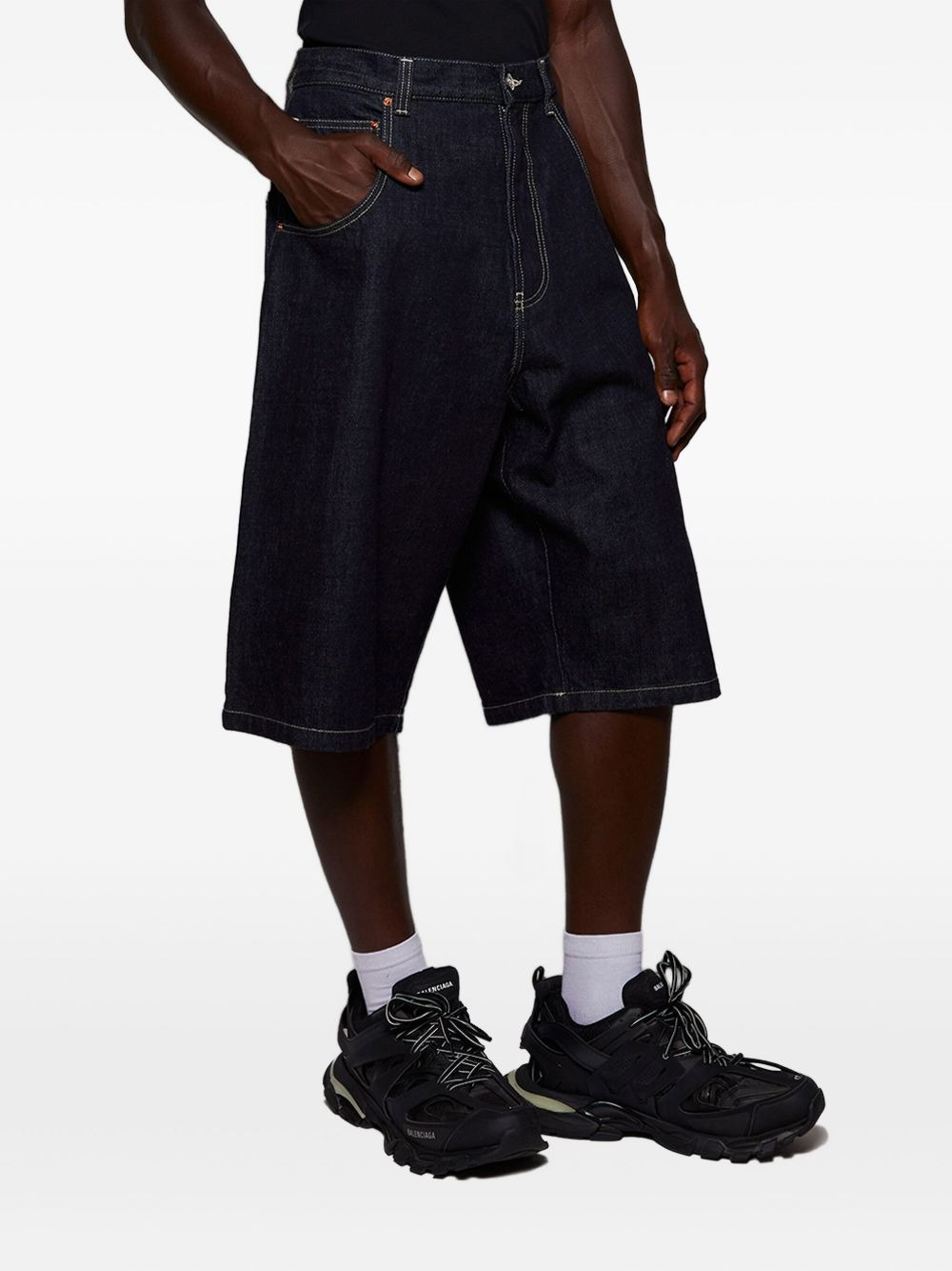 denim utility shorts - 4
