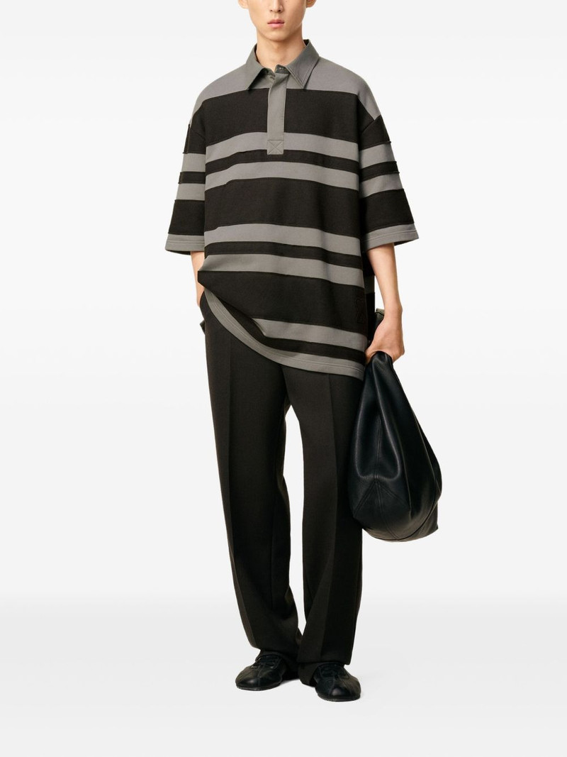 AMI Paris Ami De Coeur striped cotton polo shirt outlook