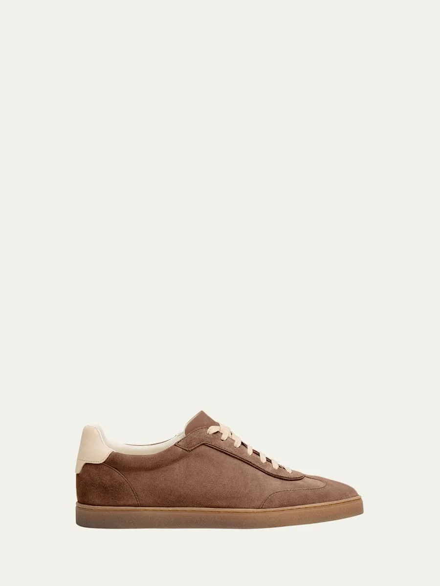 Men's Suede T-Toe Low-Top Sneakers - 1